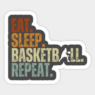 Eat Sleep Basketball Repeat Retro Vintage Sticker